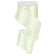 2.5 Inch Ivory Satin Wired Ribbon, 10 Yards Per Spool (Lot of 1 Spool) SALE ITEM